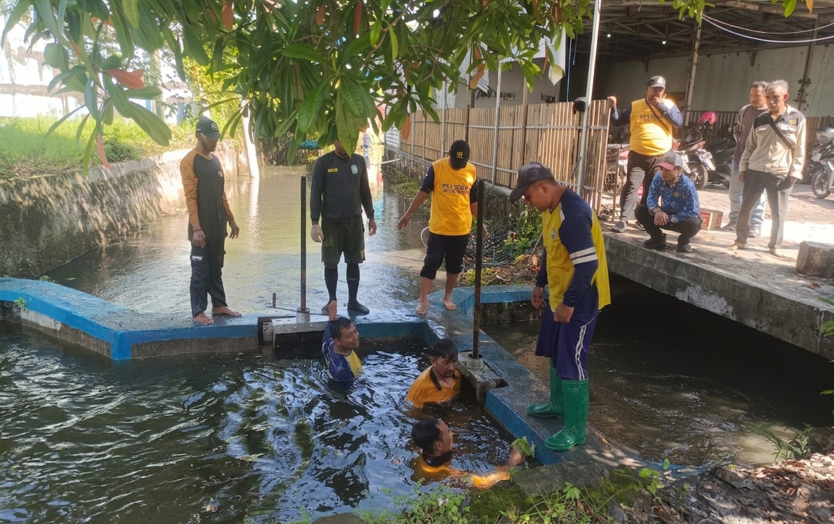 Sinergi Dinas PUTR Gresik dan PUSDA Provinsi Jawa Timur Bersihkan Saluran Irigasi Waduk Banjaranyar